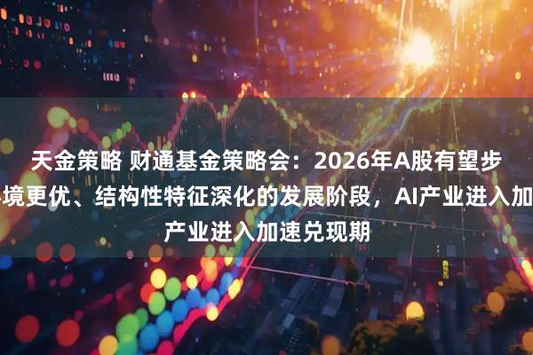 天金策略 财通基金策略会：2026年A股有望步入整体环境更优、结构性特征深化的发展阶段，AI产业进入加速兑现期